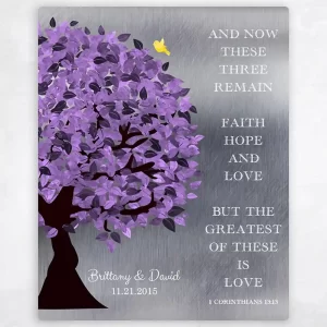 Tin Half Purple Tree 10th Anniversary Wall Plaque Gift for Couple LTC-1475
