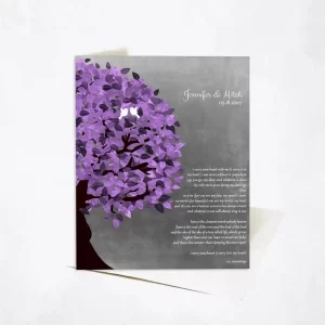 Tin Half Purple Tree 10th Anniversary Card Gift for Couple C-1483