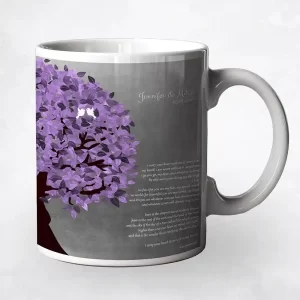 Tin Half Purple Tree 10th Anniversary Coffee Mug Gift for Couple M-1483