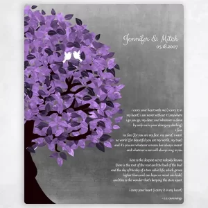 Tin Half Purple Tree 10th Anniversary Wall Plaque Gift for Couple LTC-1483