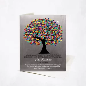 Tin Autism Puzzle Leaf Tree Teacher Appreciation Card Gift for Educator C-1498