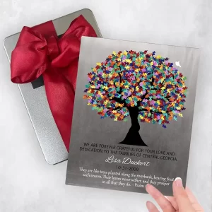 Tin Autism Puzzle Leaf Tree Teacher Appreciation Gift Delivery Box Gift for Educator TOY-1498