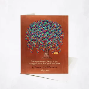 Copper Willow Tree 7th Anniversary Card Gift for Couple C-1513