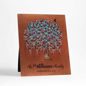 Copper Willow Tree 7th Anniversary Desktop Plaque Gift for Couple D-1515