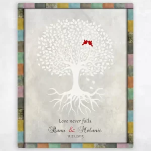 White Tree with Roots Anniversary Wall Plaque Gift for Couple LTC-1524