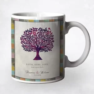 Purple Tree Silhouette Anniversary Coffee Mug Gift for Couple M-1525