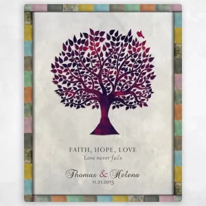 Purple Tree Silhouette Anniversary Wall Plaque Gift for Couple LTC-1525