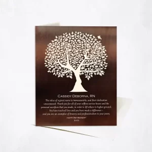 Bronze Tree Silhouette Leadership Appreciation Card Gift for Nurse C-1561