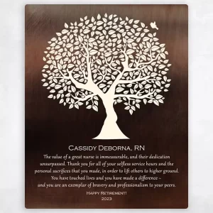 Bronze Tree Silhouette Leadership Appreciation Wall Plaque Gift for Nurse LTC-1561