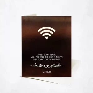 Bronze Couple Silhouette 8th Anniversary Card Gift for Couple C-1567