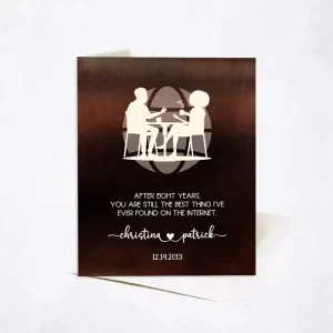 Bronze Couple Silhouette 8th Anniversary Card Gift for Couple C-1568