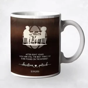 Bronze Couple Silhouette 8th Anniversary Coffee Mug Gift for Couple M-1568