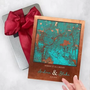 Copper City Map 7th Anniversary Gift Delivery Box Gift for Couple TOY-1584
