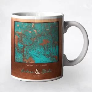 Copper City Map 7th Anniversary Coffee Mug Gift for Couple M-1584