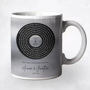 Tin Our Song Lyrics Record Label 10th Anniversary Coffee Mug Gift for Couple M-1590