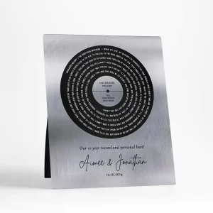 Tin Our Song Lyrics Record Label 10th Anniversary Desktop Plaque Gift for Couple D-1590