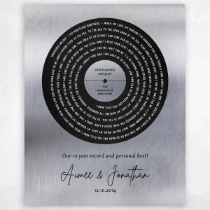 Tin Our Song Lyrics Record Label 10th Anniversary Wall Plaque Gift for Couple LTC-1590