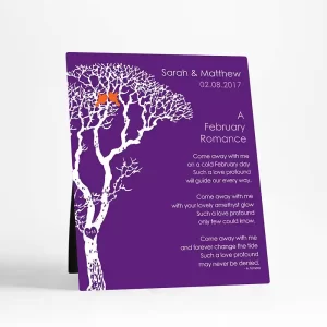 White Bare Tree Engagement Desktop Plaque Gift for Couple D-1702