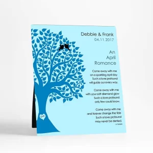 Half Silhouette Tree Engagement Desktop Plaque Gift for Couple D-1704