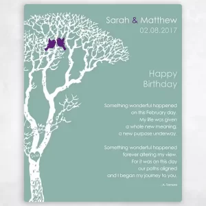 White Bare Tree Spouse Birthday Wall Plaque Gift for Spouse LTC-1714