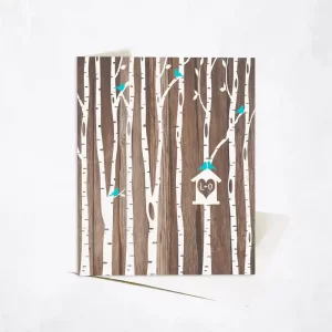 Wood Birch Trees 5th Anniversary Card Gift for Couple C-1729
