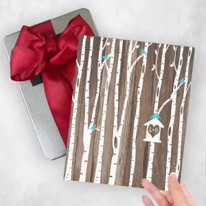 Wood Birch Trees 5th Anniversary Gift Delivery Box Gift for Couple TOY-1729