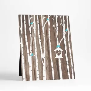 Wood Birch Trees 5th Anniversary Desktop Plaque Gift for Couple D-1729