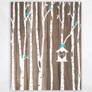 Wood Birch Trees 5th Anniversary Wall Plaque Gift for Couple LTC-1729