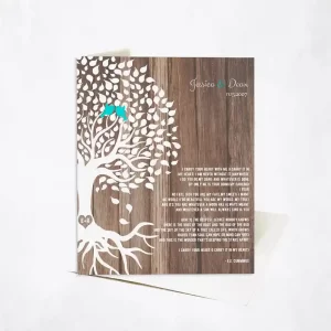 Wood Half Tree with Roots 5th Anniversary Card Gift for Couple C-1730