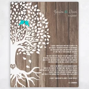 Wood Half Tree with Roots 5th Anniversary Wall Plaque Gift for Couple LTC-1730