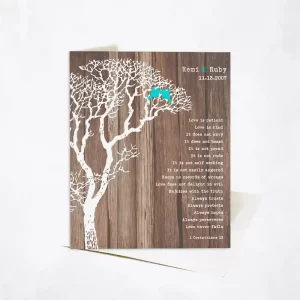 Wood Bare Tree 5th Anniversary Card Gift for Couple C-1733
