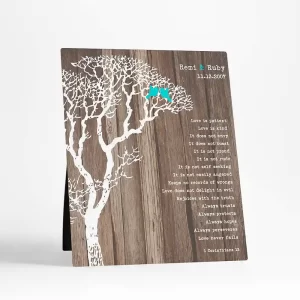 Wood Bare Tree 5th Anniversary Desktop Plaque Gift for Couple D-1733
