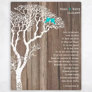 Wood Bare Tree 5th Anniversary Wall Plaque Gift for Couple LTC-1733