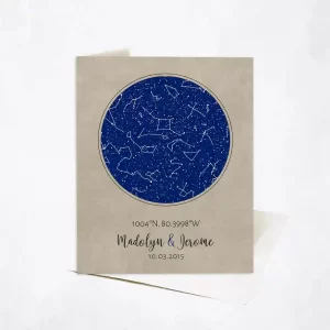 Star Map 2nd Anniversary Card Gift for Couple C-1736