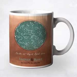 Copper Star Map 7th Anniversary Coffee Mug Gift for Couple M-1737