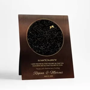 Bronze Star Map 50th Anniversary Desktop Plaque Gift for Couple D-1746