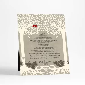 Two Trees with Roots Anniversary Desktop Plaque Gift for Couple D-1766