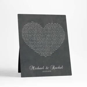 Heart Shape Song Lyrics 2nd Anniversary Desktop Plaque Gift for Couple D-1784