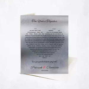 Tin Heart Shape Song Lyrics 10th Anniversary Card Gift for Couple C-1791