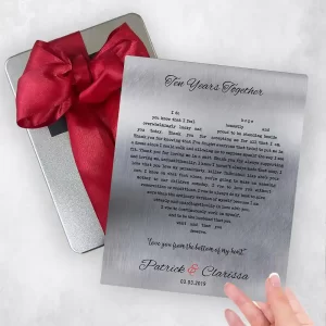 Tin Heart Shape Song Lyrics 10th Anniversary Gift Delivery Box Gift for Couple TOY-1791