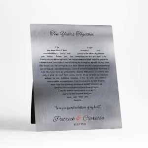 Tin Heart Shape Song Lyrics 10th Anniversary Desktop Plaque Gift for Couple D-1791