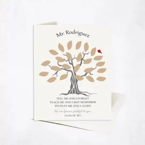 Names in Leaves Teacher Appreciation Card Gift for Educator C-1796