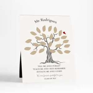 Names in Leaves Teacher Appreciation Desktop Plaque Gift for Educator D-1796