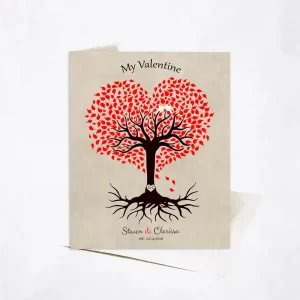 Heart Shape Tree Valentine's Day Card Gift for Couple C-1815