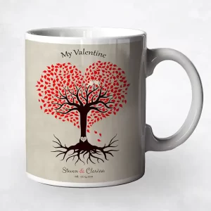 Heart Shape Tree Valentine's Day Coffee Mug Gift for Couple M-1815