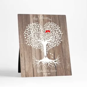 Wood Heart Shape Tree Valentine's Day Desktop Plaque Gift for Couple D-1818