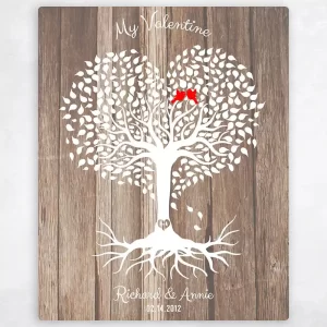 Wood Heart Shape Tree Valentine's Day Wall Plaque Gift for Couple LTC-1818