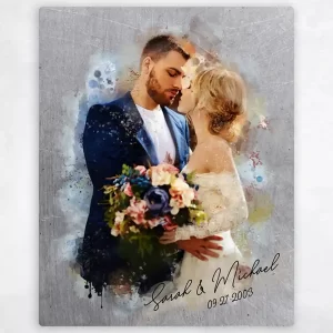 Tin Watercolor Portrait 10th Anniversary Wall Plaque Gift for Couple LTC-1836