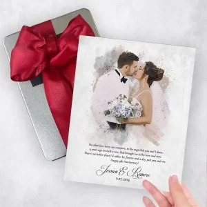 Cotton Watercolor Portrait 9th Anniversary Gift Delivery Box Gift for Couple TOY-1853