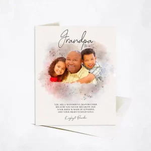 Watercolor Portrait Family Appreciation Card Gift for Grandparent C-1854